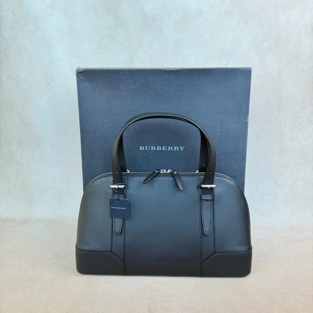 Authentic Burberry Japan Exclusive Leather Top Handle Bag Nova Check Lining